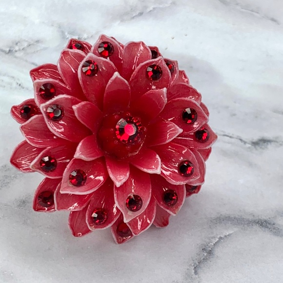 Tarina Tarantino Red Dahlia Vintage Resin Ring